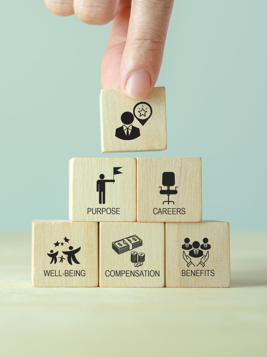 Blocks depicting employee benefits