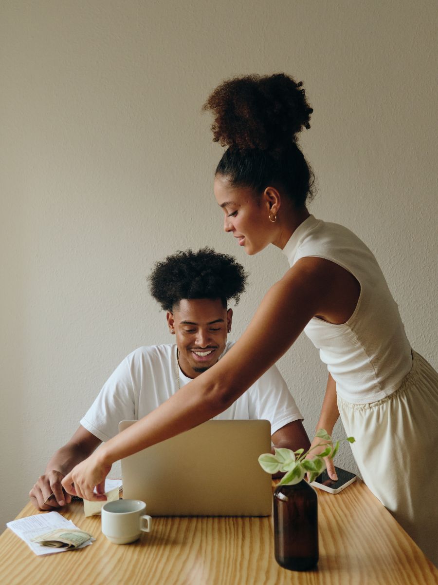 Couple working together at a table